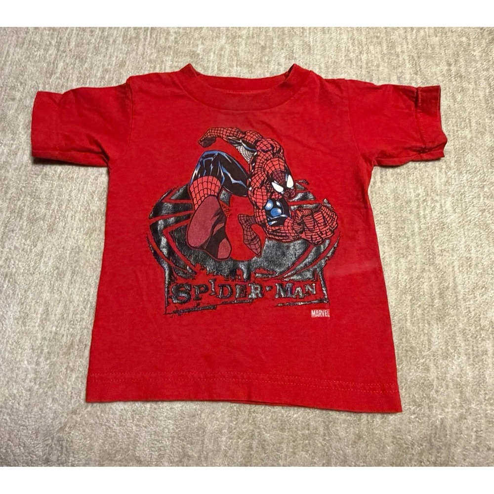 Vintage Marvel Spider-Man Red Graphic T-Shirt Toddler Boys Size 3T Super Hero